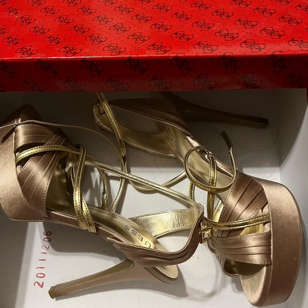 Gold Guess heels